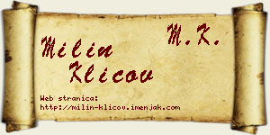 Milin Klicov vizit kartica